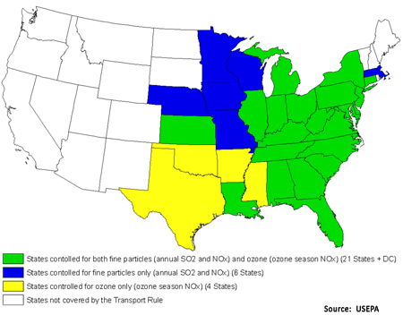 US map of transport rule