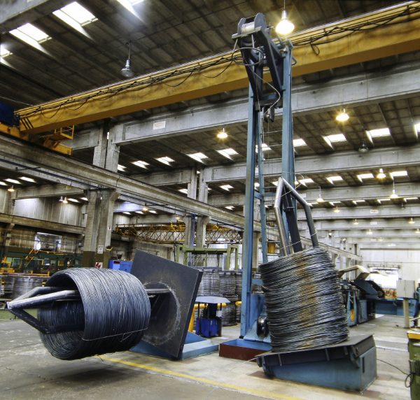 Inside of a big steel factory