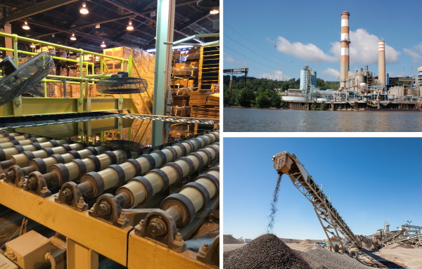 Clockwise from top: Certain facilities in manufacturing, mining, and electric generation must now report the 160 PFAS to the TRI.